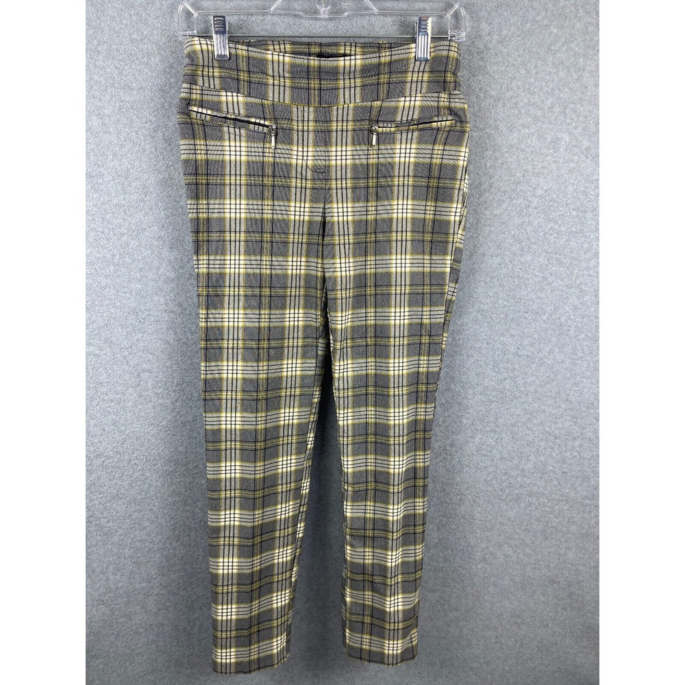 Soho Plaid Pajama Pants Size‎ S Yellow Pocketed Rayon Sleeping Sleepwear